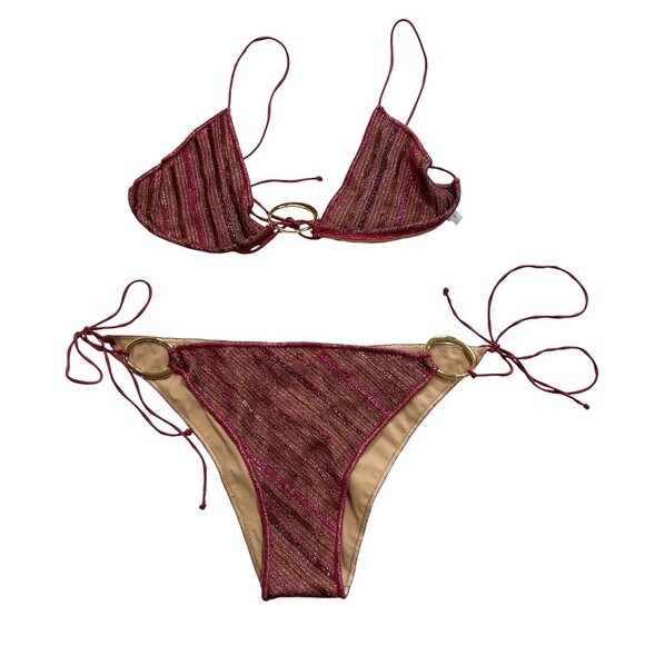 Oseree Stripes O Kini Set Bikini in Rose - Picture 1 of 5